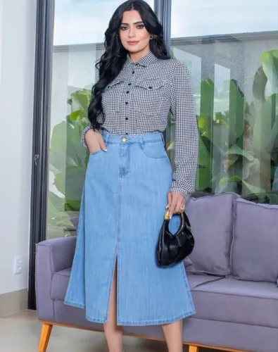 Saia jeans mídi ?
