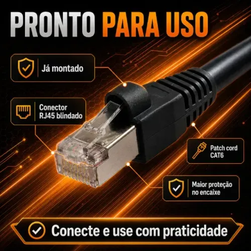 Cabo de Rede CAT6 Blindado STP 5 Metros Gigabit RJ45 Anti-Interferência