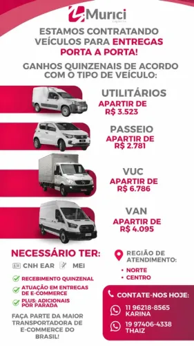 ESTAMOS AGREGANDO VEÍCULOS PARA TRABALHAR NAS ENTREGAS PORTA A PORTA