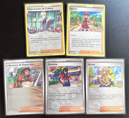 (100% Original) KIT 5 treinadores Exclusivos de Regional Championships do Pokemon cartas