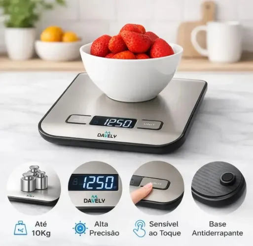 Balança digital 10 kg inox alta precisao 10 quilos cozinha