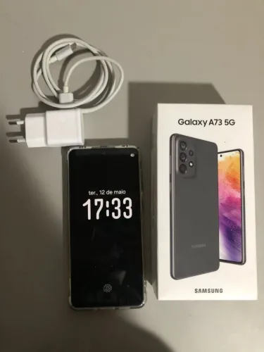 Samsung Galaxy A73 5G 128GB Cinza Na Caixa Com Carregador E Capinha<br>