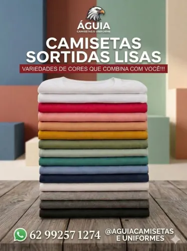 Camisetas lisas cores variadas lote com 110 unidades