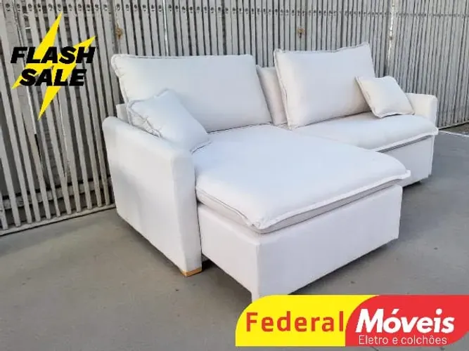 Sofá Cama 2,24m Linho 18cm Pillow - Promoção!