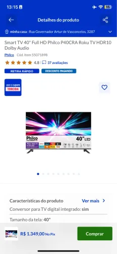 Smart TV Philco 40 polegadas