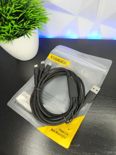 Cabo USB 3 em 1 - Carregamento Rápido Turbo Para Múltiplos Dispositivos