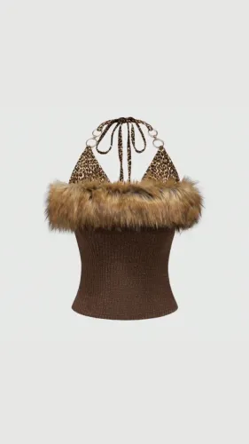 Blusa Shein de pelinho Animal Print Tam. G - Nunca usada