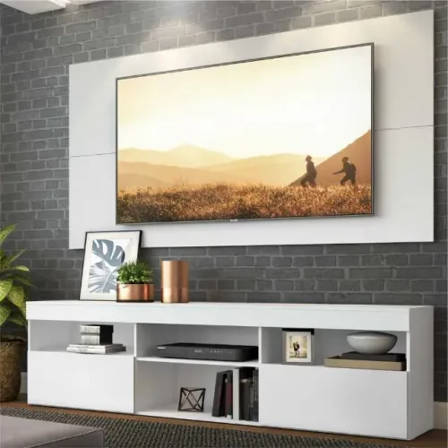 Kit Painel com Rack BRANCO Tv até 65 Preto NOVO Promoção