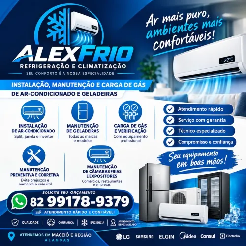 Ar condicionado, geladeira e freezer. Instalação e manutenção 