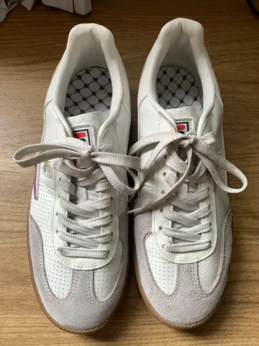 Tênis Fila FX Court 70 Vintage - branco, cinza e roxo - nº 39