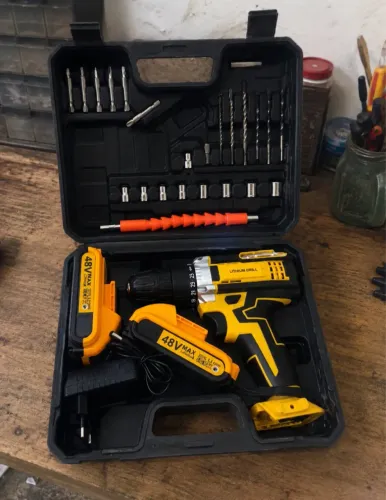 Kit Parafusadeira Furadeira a Bateria 48V MAX + Maleta Completa 46 Peças