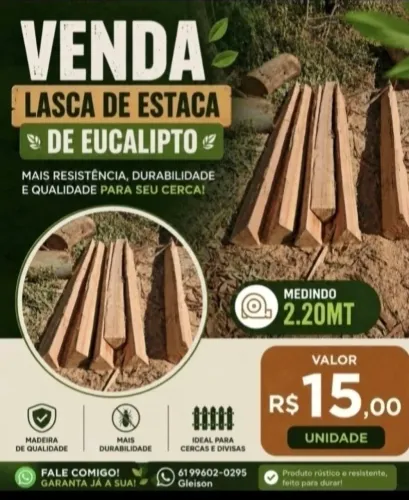 Estaca de eucalipto para cerca lascas