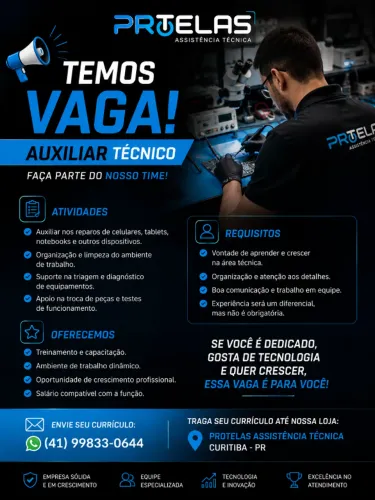 Vaga de Emprego: Auxiliar Técnico (Trainee) - Assistência Técnica