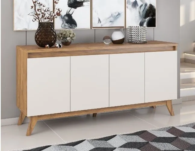 Buffet Filipi Imbuia.Off White  Frete Grátis - Até 12x S/ Juros