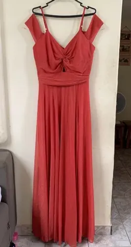 Vestido de Festa Terracota - Tecido Nobre, Elegante e Sofisticado (Usado uma vez)