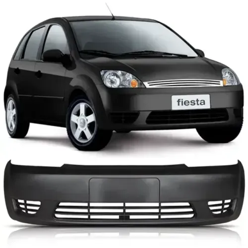 Parachoque Ford Fiesta Amazon 2002 à 2007 - Dianteiro Preto Liso - Loma Plast