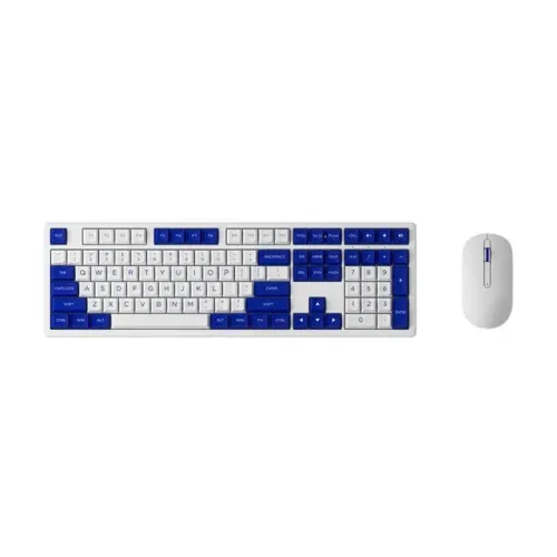 Kit Teclado e Mouse Sem Fio Gamer Akko MX108 Blue and White 2.4GHz/Bluetooth - WZetta