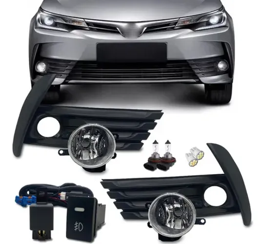 Kit Farol Auxiliar Neblina Corolla 2018 Mold Preta