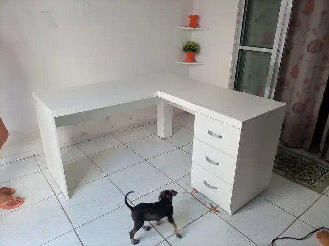 Mesa em L nova 100%mdf branco 