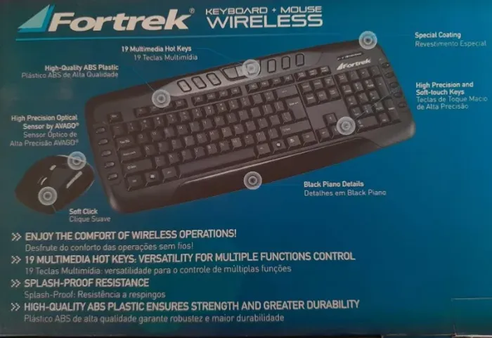 TECLADO E MOUSE SEM FIO FORTREK