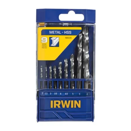 Jogo de Brocas Aço Rápido para Metais 2mm a 8mm 9 Peças Irwin 1865310