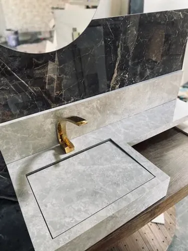 Pia esculpida em porcelanato