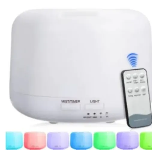 Difusor Umidificador Aromatizador Óleos Essenciais c/ controle e Led 7 Cores 300 ML z167 