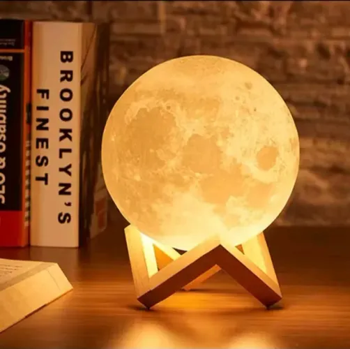 Luminária LED Lua 3D - Luz Noturna Decorativa para Quarto
