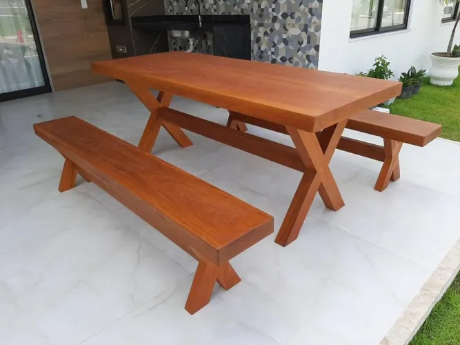 Mesa em Madeira Maciça Jatobá de 2.0m x 80 em Prancha de 7cm