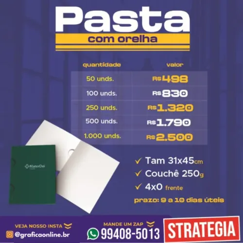Pasta Personalizada Documentos A4 Gráfica