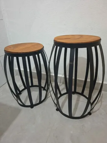 Conjunto gardens de ferro e madeira