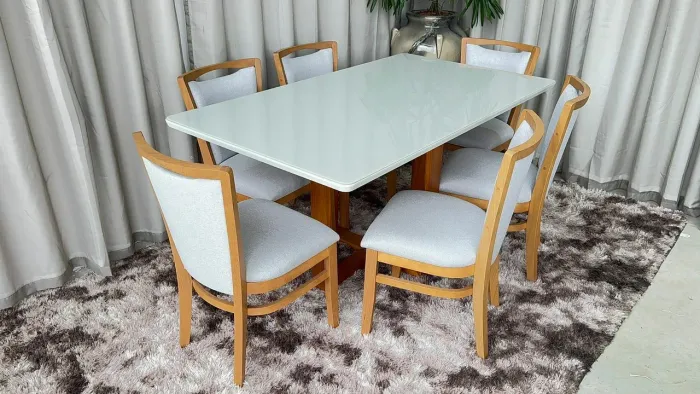 Conjunto de Mesa de Jantar com 6 Cadeiras