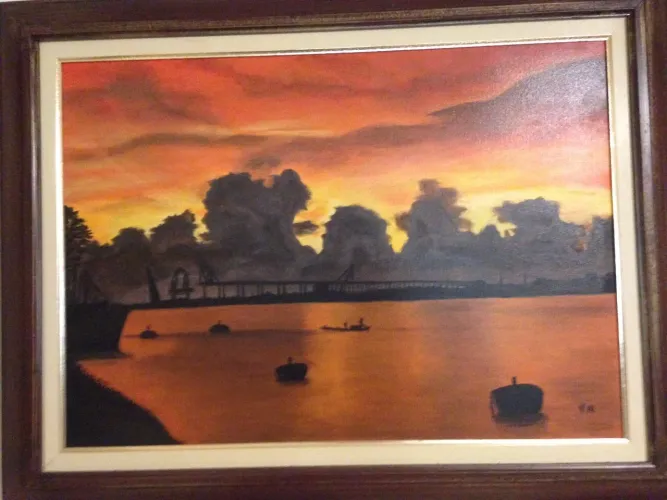 Quadro tinta a óleo - por do sol 