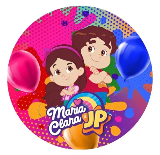 painel para festas Maria Clara e JP em tecido medida de 1,50 m diâmetro