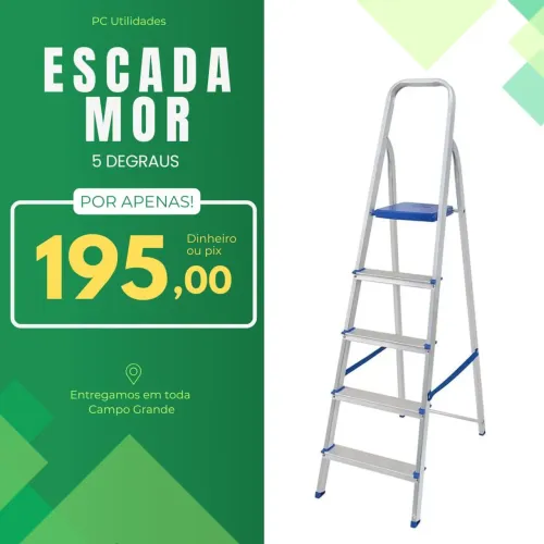 Escada de alumínio 5 degraus Mor
