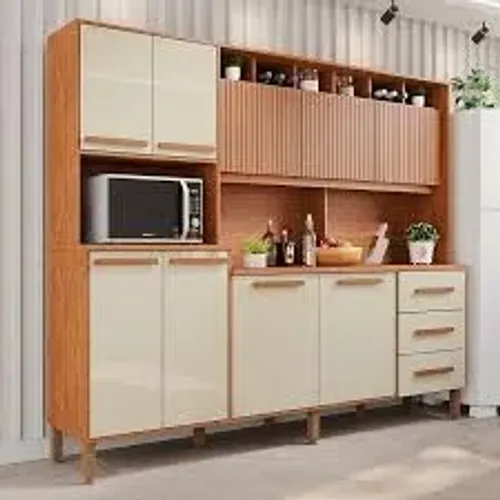 Armário Cozinha Angelina Prime Frisada 9Pts 3Gvs Cinamomo.Off White Imop - Entrega Rápida!