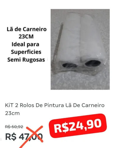 Kit 2 Rolos de Pintura Lã de Carneiro 23cm