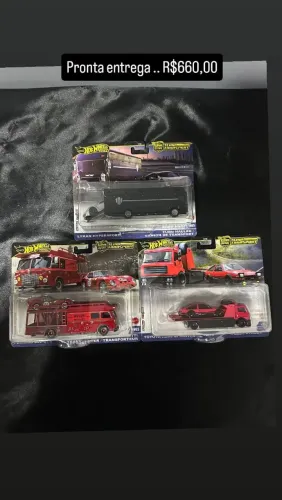 Kit com 3 hot wheels team transport 