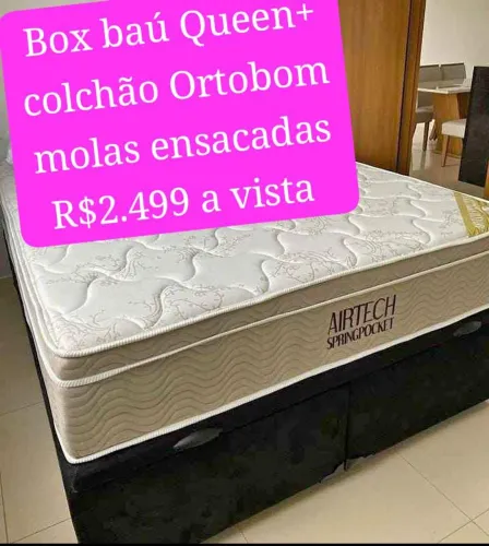 Colchão Ortobom+cama Baú Queen!! Nova direito da Fábrica