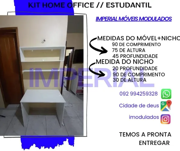 Kit Home Office Estudantil Imperial Móveis Modulados