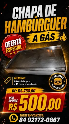 Chapa de hambúrguer inox