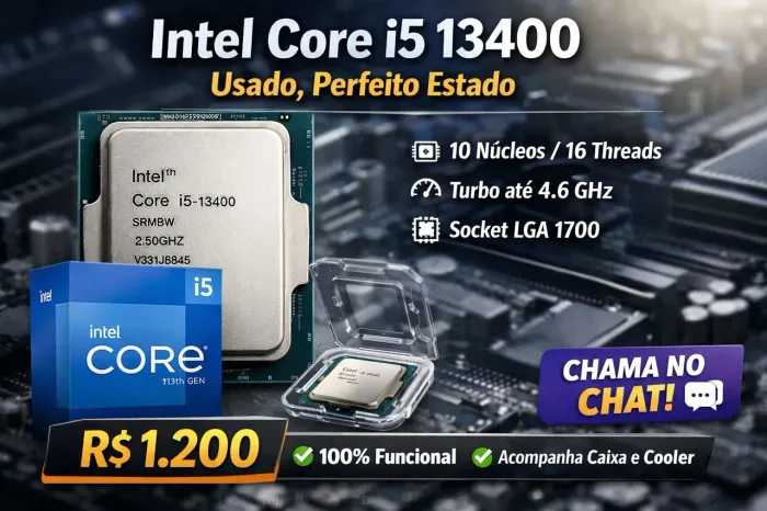 Processador Intel Core i5 13400 - Usado, Perfeito Estado