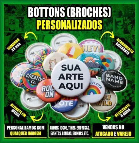 Bottons (Broches) personalizanos - Atacado e Varejo - Personalizados - NerdDog Store