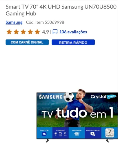 TV 70 polegadas