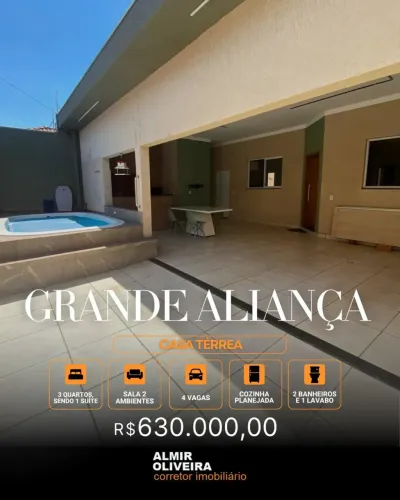 MF - Casa térrea - Jardim Grande Aliança - 3 Dormitórios (1 suíte máster) - Piscina - Sert