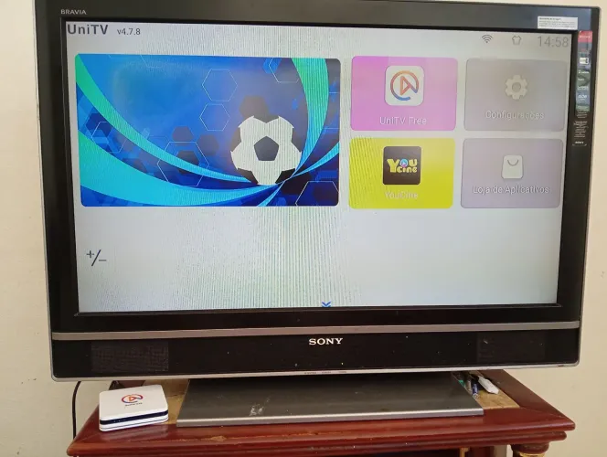 Televisão. com aparelho de (unitv ) todos os canais disponíveis filme jogos Netflix ..