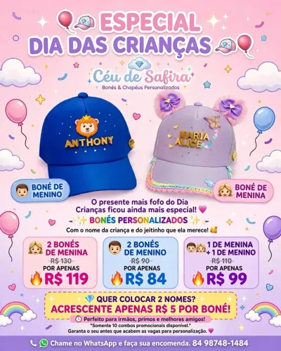 Bonés infantil personalizado