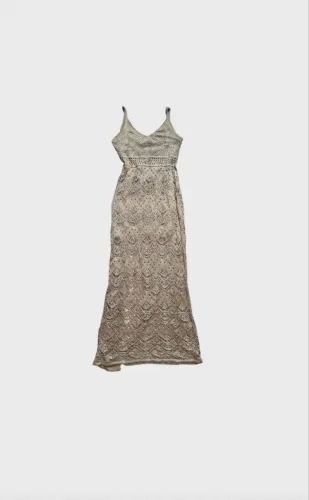 Vestido de tricô beje