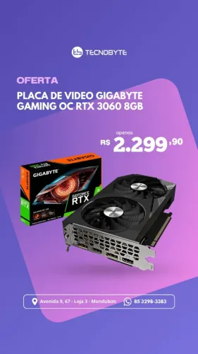 Placa de Video RTX 3060 8GB Gigabyte