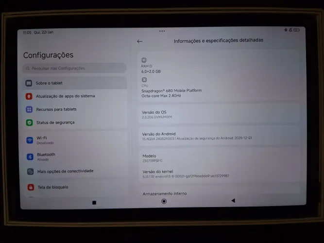 TABLET REDMI PAD SE 6GB/128GB ARMAZENAMENTO 